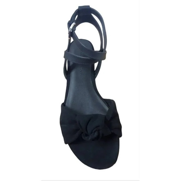 REBECCA MINKOFF Women's Evette Suede Flat Bow Sandal, Black Size 6.5 - Picture 3 of 8